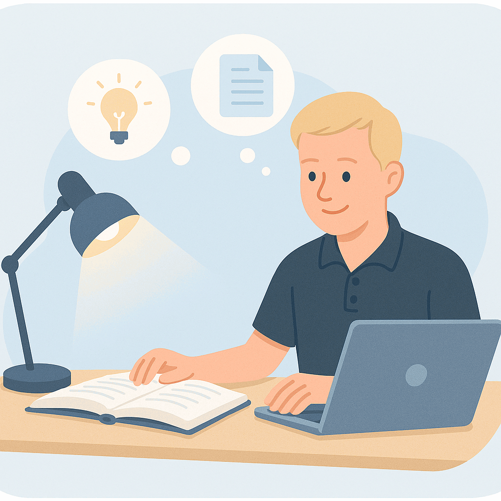 Greg researching and discovering treatment method illustration